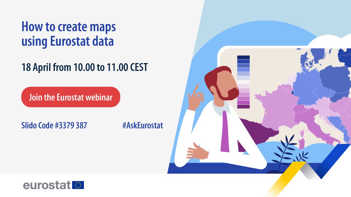 💻🗺️ WEBINAR on how to create maps using Eurostat data. 📌 18 April 2024 from 10.00 to 11.00 CEST. ℹ️ No registration needed.⁠ Send us your questions and join the event❗ ➡️ europa.eu/!B7mYrp