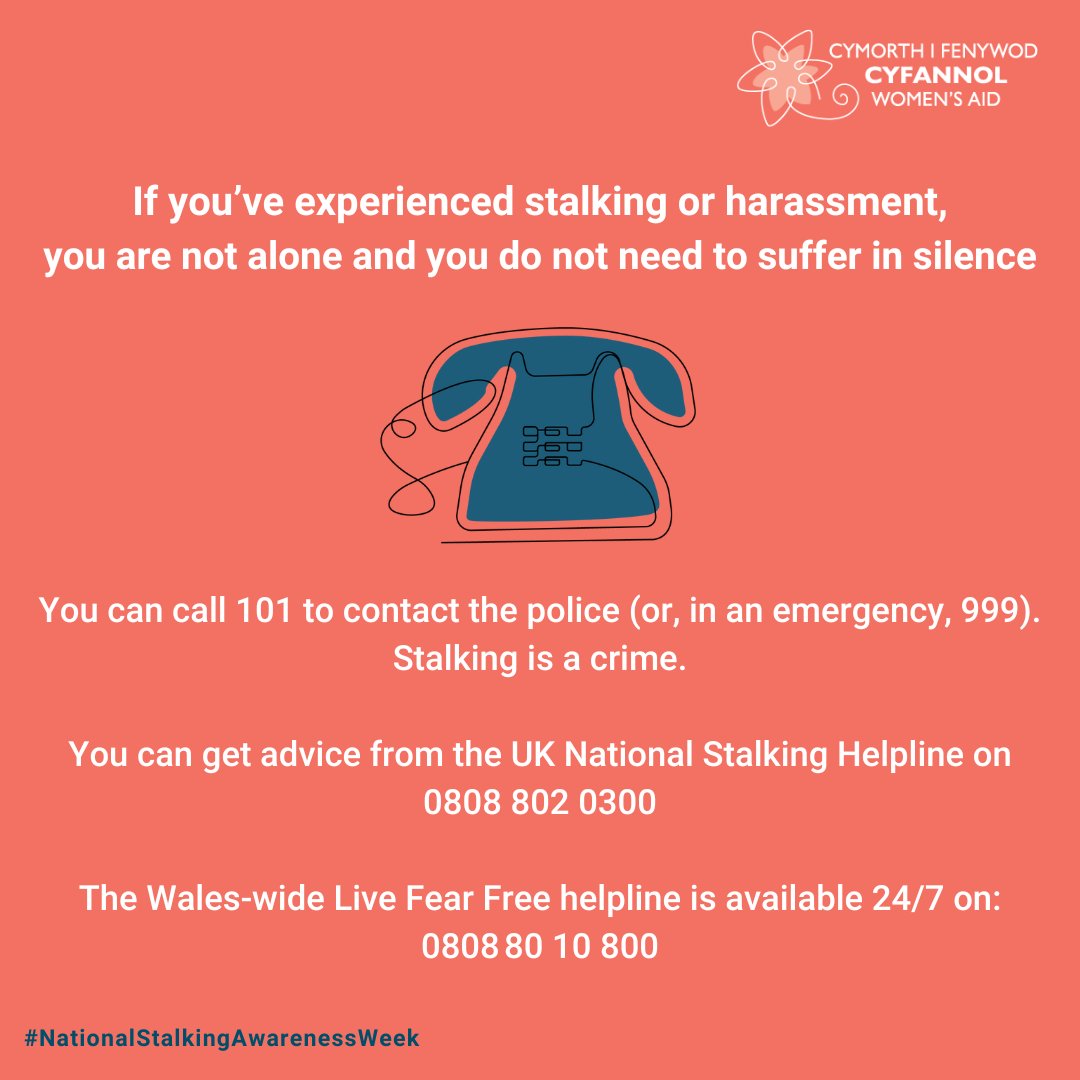 It's #NationalStalkingAwarenessWeek. Remember, stalking is a crime, and you're not at fault. If in immediate danger, call 999. If you can't talk, dial 999 and press 5⃣5⃣ to reach the police. For advice and support, visit the National Stalking Helpline: suzylamplugh.org