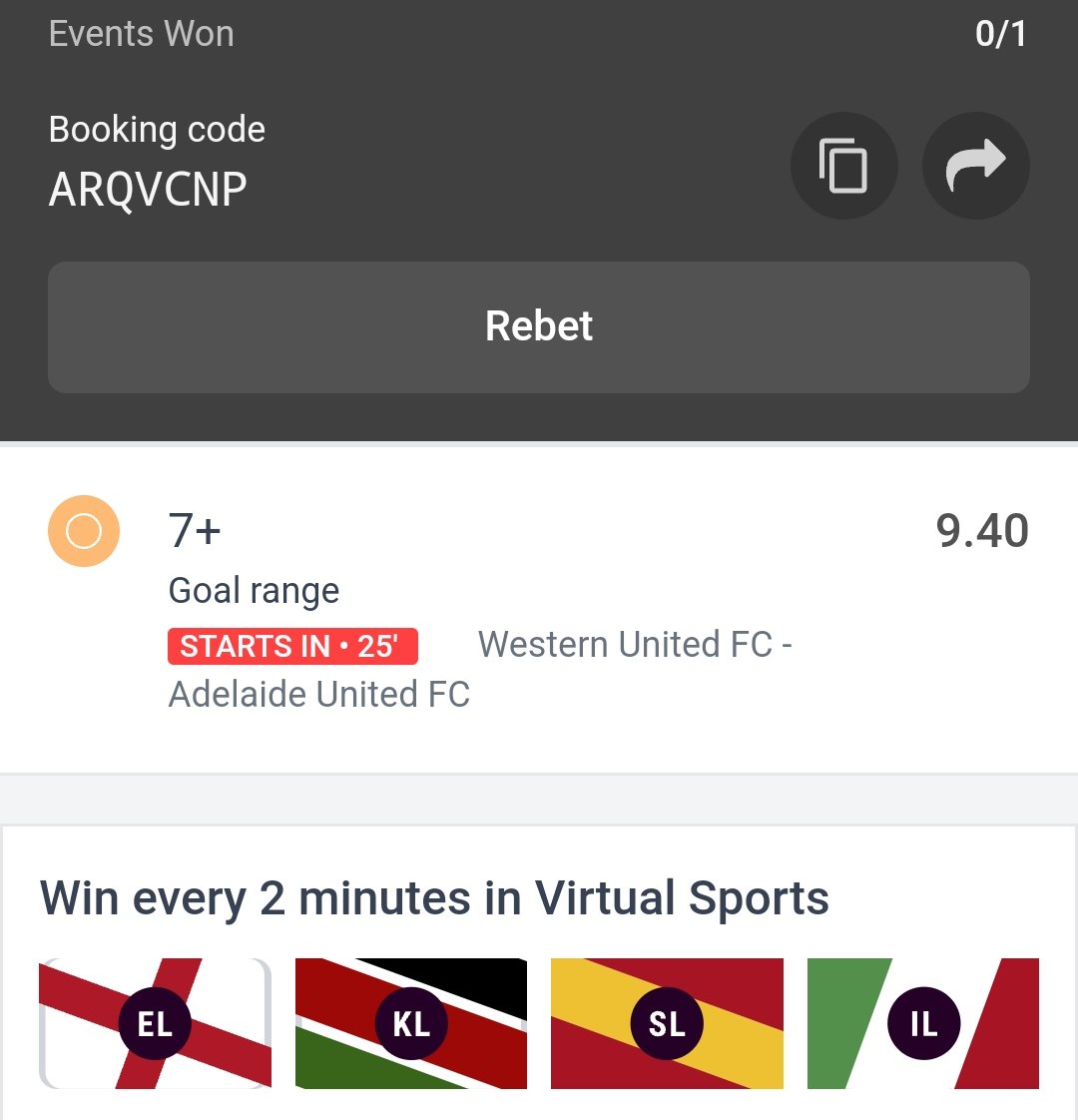 Goal range 🤲
Ko 12pm⏰
9 odds 💰 
odibets.com/share/ARQVCNP
Israel Dollar Arsenal #pesatips