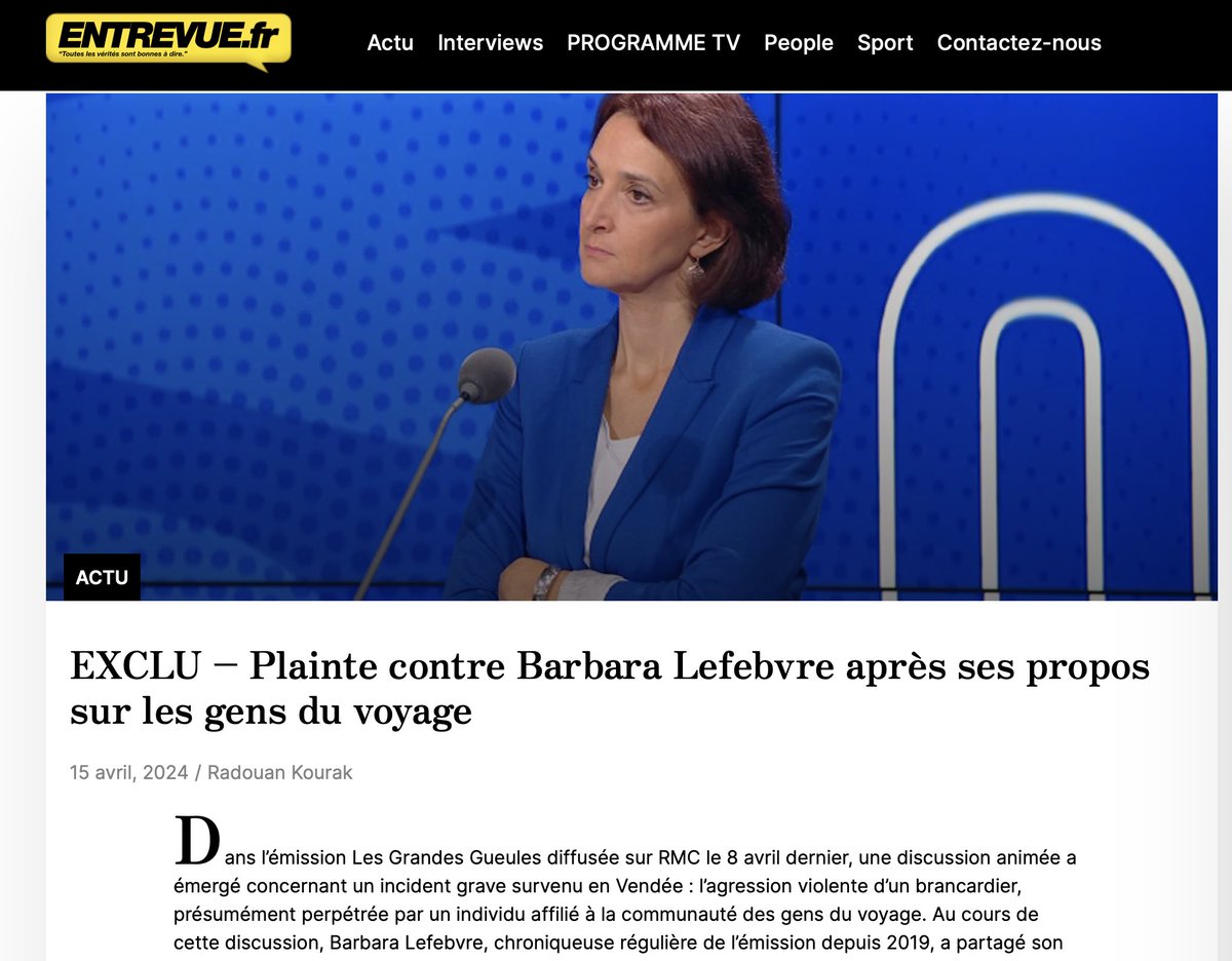 Plainte contre Barbara Lefebvre pour diffamation, incitation à la haine et à la discrimination.
#Antitsiganisme

entrevue.fr/exclu-plainte-…