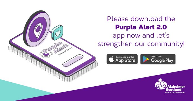 If people with dementia feel lost when out and about Purple Alert can help. Download the app and create a profile now. alzscot.org/purplealert @alzscot