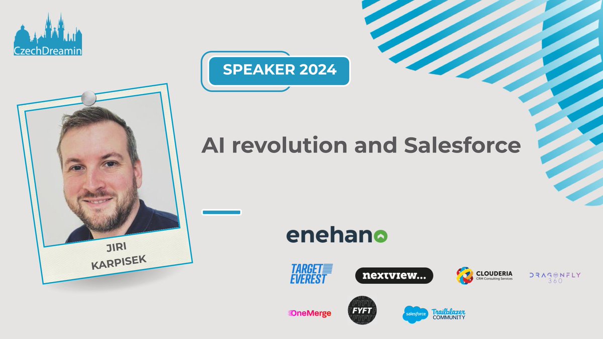 CzechDreamin's tweet photo. It's time to meet your next #CzechDreamin speaker and their session.

Here we go!

Please welcome Jiří Karpíšek with AI revolution and Salesforce

#CDsessions
Check out our full Program Schedule &amp; get your tickets below
https://t.co/3QkaZMhD2H https://t.co/ogohjDTHJi