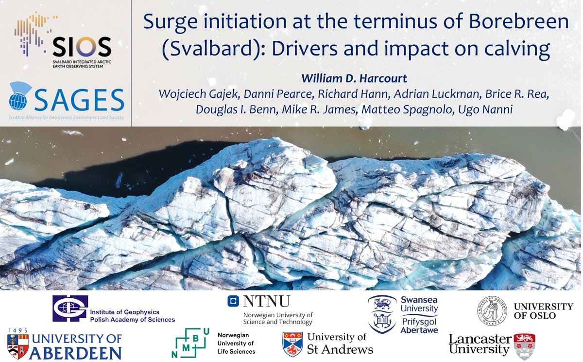 Come by my talk later! I'll be talking about the ongoing surge of Borebreen in Svalbard...

Time: 16:25
Date: Tuesday 16th April
Room: 1.61/1.62