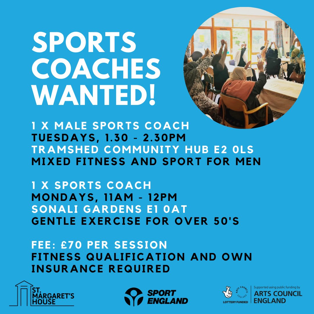St. Margaret's House are looking for two sports coaches / practitioners to support our movement-based outreach programme If either opportunity sounds like a good fit, please email Laura - laura@stmargaretshouse.org.uk with your CV #SportsCoach