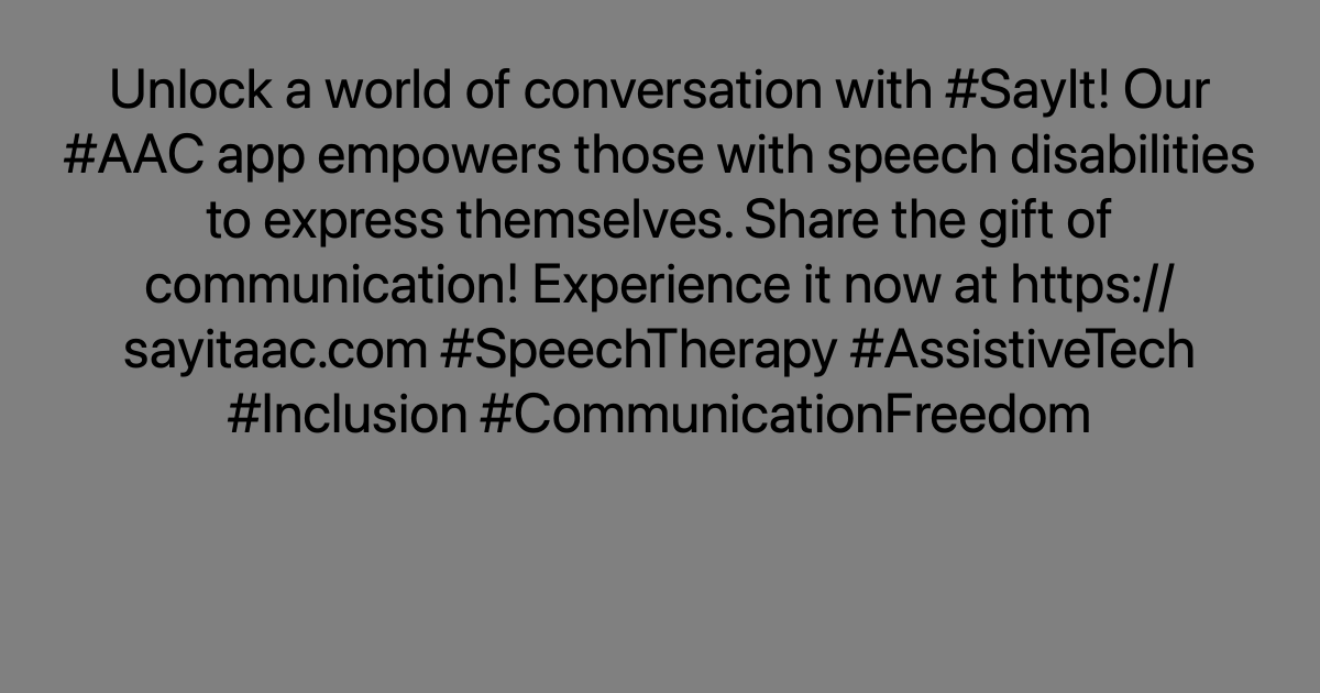 Unlock a world of conversation with #SayIt! Our #AAC app empowers those with speech disabilities to express themselves. Share the gift of communication! Experience it now at ayr.app/l/BXfi #SpeechTherapy #AssistiveTech #Inclusion #CommunicationFreedom