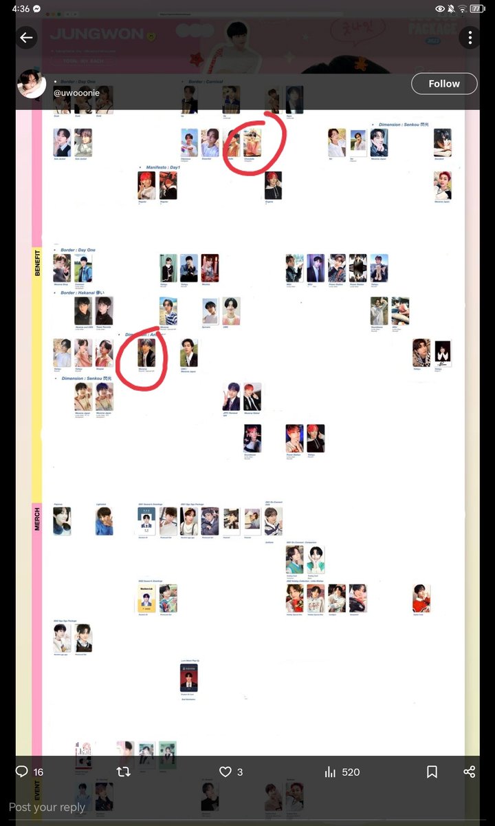lfsyjw's tweet photo. @uwooonie have circled! applewon for 280, d:a for 200, - 20 and free pf if PAYO. pulled applewon, both mint condi. dm for condi >__< https://t.co/ESETmOWKj3