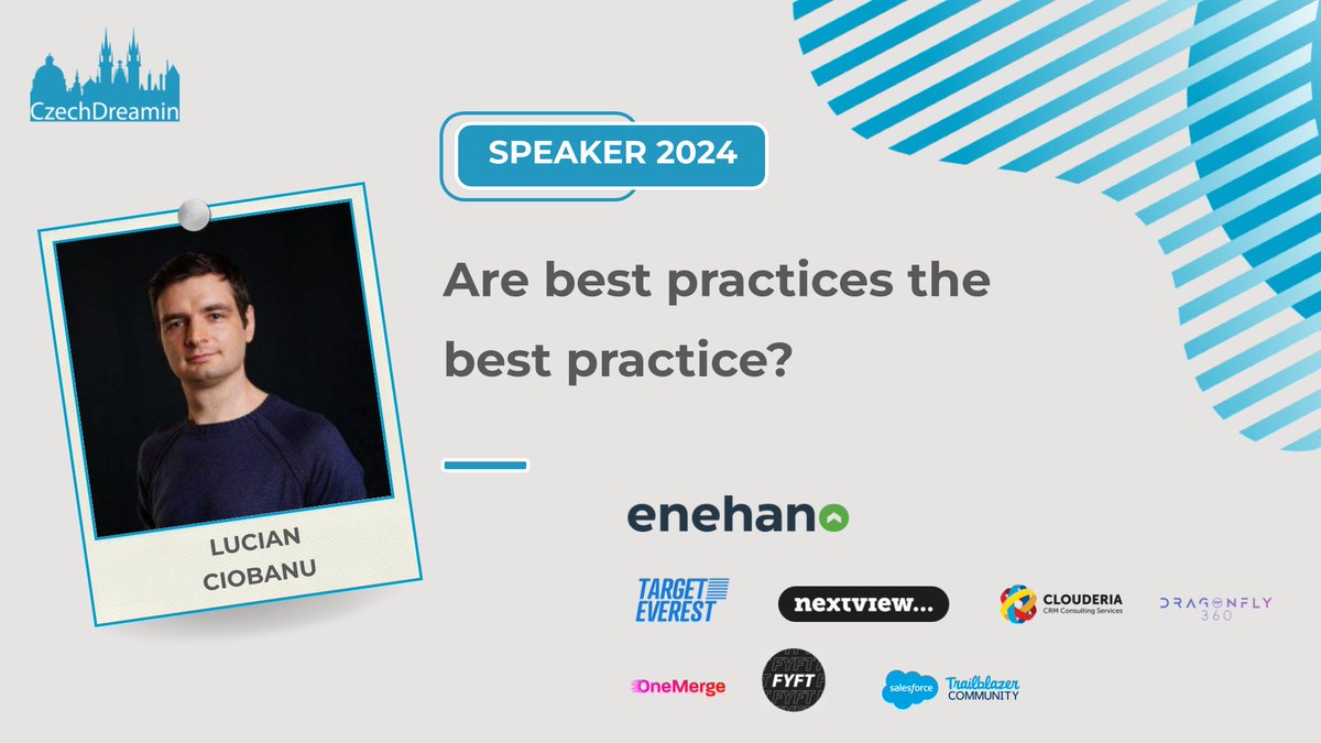 CzechDreamin's tweet photo. It's time to meet your next #CzechDreamin speaker and their session.
Here we go!
Please welcome @Lucian_Ciobanu with "Are best practices the best practice?"
#CDsessions
Check out our full Program Schedule & get your tickets below
https://t.co/3QkaZMh5d9 https://t.co/mZjaUDp8iG
