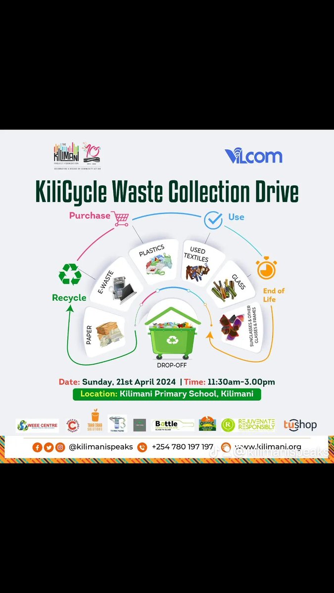 Kilicycle is back this Sunday♻️🌳 Ready to make a positive impact? Kilicycle is backa nd we are eager to recycle with you! Bring all your recyclables to Kilimani Primary School this Sunday and join our mission for a greener, cleaner environment. 🗓️: Sunday 21st April 2024 ⏲️:…
