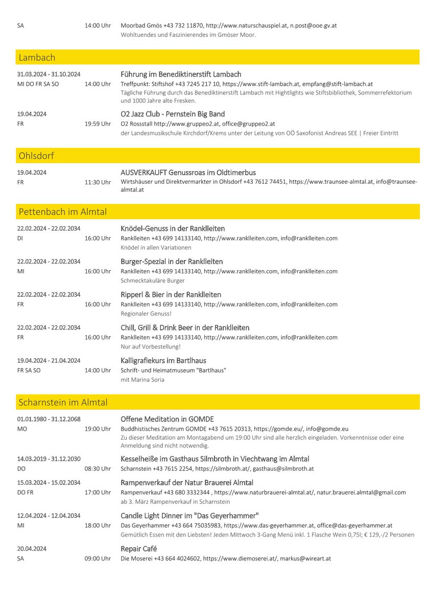 Veranstaltungen von 16.4. bis 22.4. in Gmunden und Umgebung. #gmunden #ferienwohnungenp2gmunden #traunsee #traunstein #gmundentraunsee #ferienwohnungenp2 #altmünster #ebensee #scharnstein #almtal #traunkirchen #vorchdorf #ferienregionalmtal #traunseealmtal #kulturhauptstadt