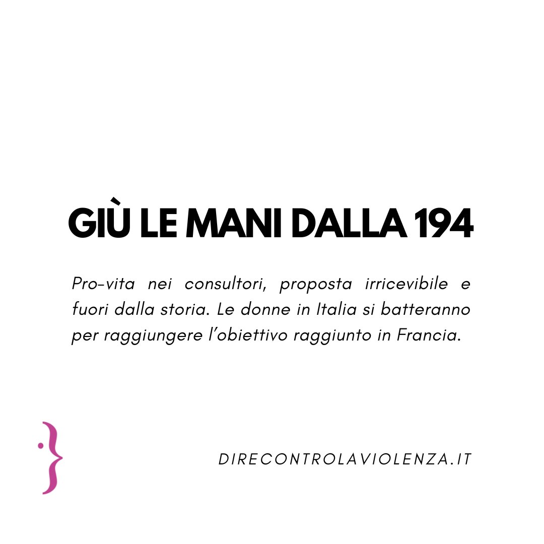 In un momento in cui l'Europa riconosce l'aborto come diritto fondamentale e la Francia lo inserisce nella Costituzione, l'Italia va nella direzione opposta.

Leggi il comunicato integrale: direcontrolaviolenza.it/giu-le-mani-da…