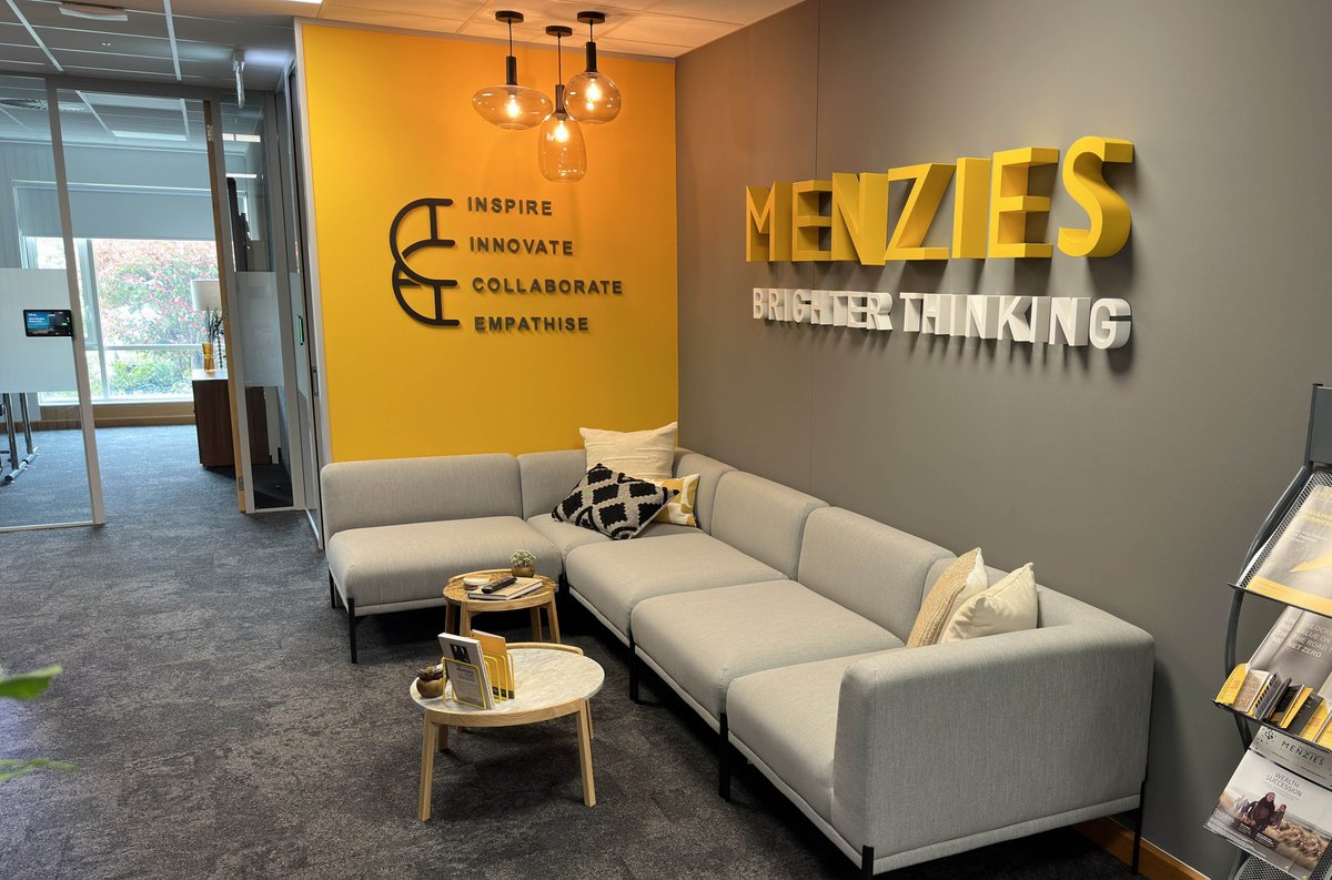 MorgansConsult's tweet image. Brand implementation for leading business advice and accountancy firm @MenziesLLP, part of a wider workspace design project by @Paramount_db.

Beautiful 🤩