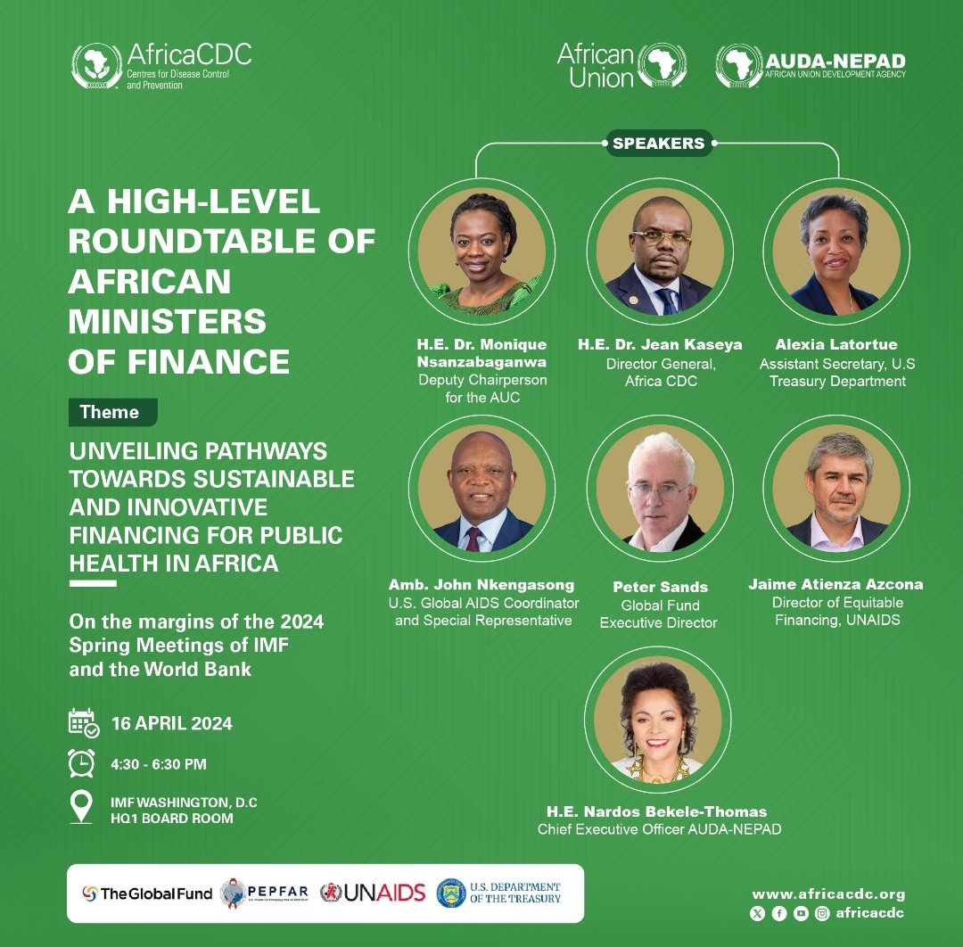 Join us at the high-level roundtable of African Ministers of Finance, where we'll explore 'Unveiling Pathways Towards Sustainable and Innovative Financing for #PublicHealth in Africa.' Happening on the margins of the 2024 Spring Meetings of #IMF and World Bank in Washington DC,…