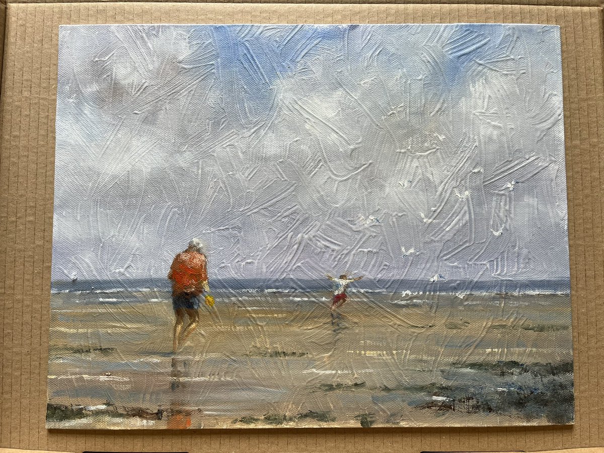 ‘Chasing Gulls’ by Vernon Lintern, now on its way to a collector in Sussex! - To get your hands on an original oil painting by Vernon, visit the online #Etsy store at littleseasidegallery.etsy.com

#art #margate #artforsale #oilpainting #affordableart