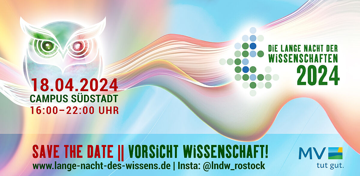 SAVE THE DATE:
Es ist wieder soweit - am 18. April 2024 findet wieder die Lange Nacht des Wissens statt!
Hier geht's zum Programm des Instituts für Chemie: chemie.uni-rostock.de/veranstaltunge…
#LNdW_Rostock @bresien_lab @UniRostock #Chemie