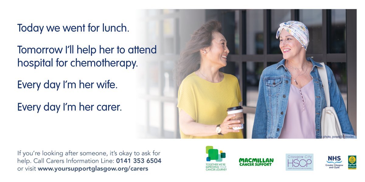 If you care for someone with Cancer, support is available to #GlasgowCarers. To self refer go online yoursupportglasgow.org/carers or ☎️Carers Information Line 0141 353 6504 @macmillancancer @MacmillanGL @GCHSCP