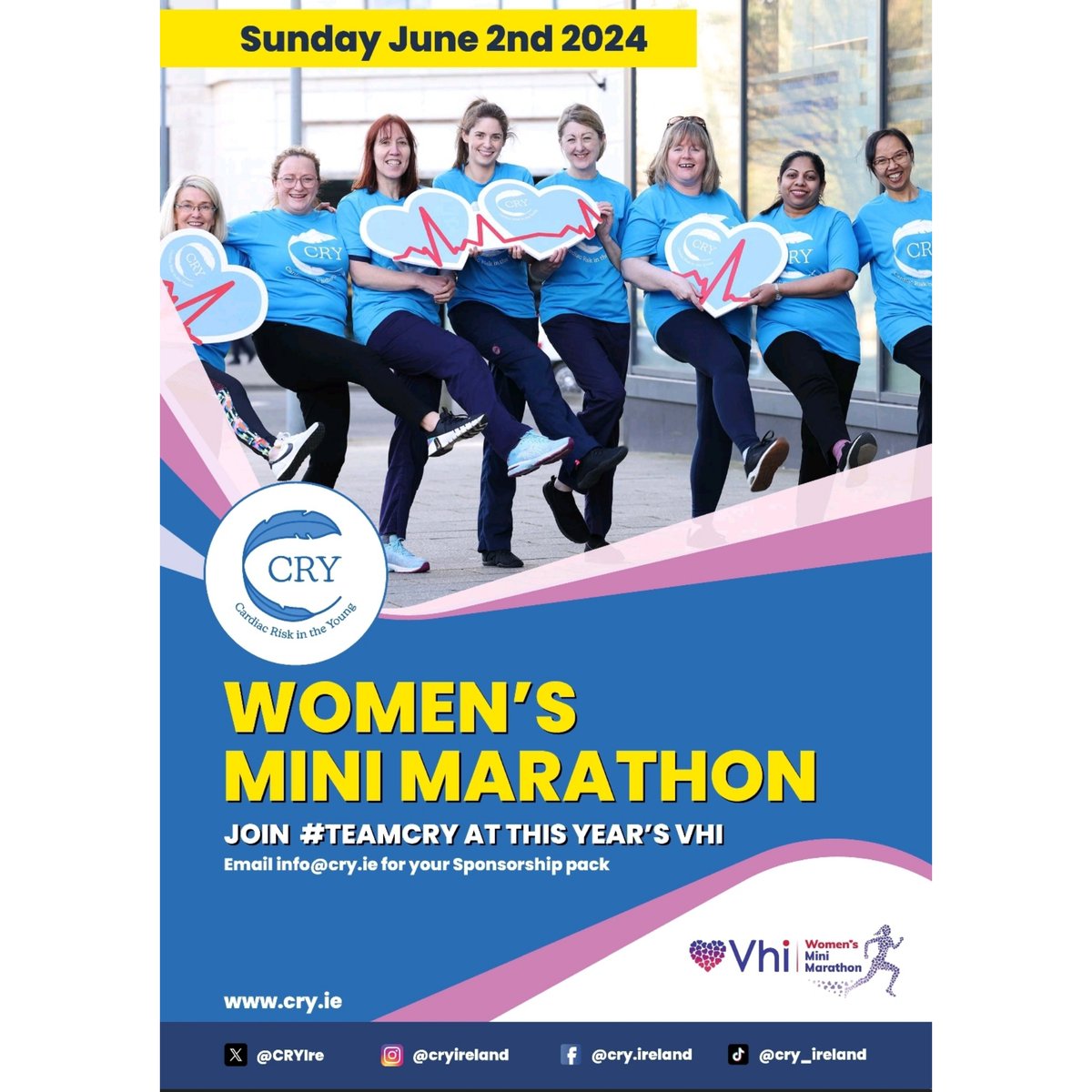 If you're taking part in the @VhiWMM please consider joining #teamCRY.

Email info@cry.ie for your #Sponsorship Pack.

#Charity #Fundraiser #Walk #Jog or #Run