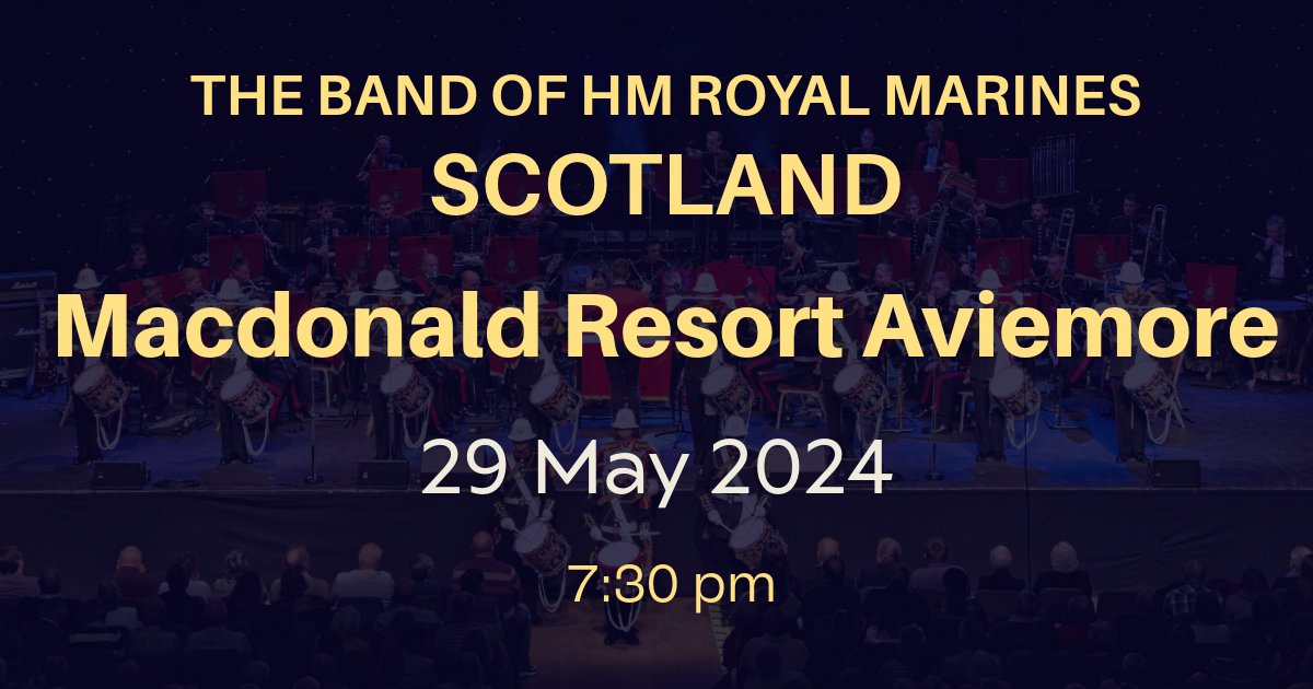 Join us for an unforgettable evening with The Band of His Majesty's Royal Marines Scotland! May 29 2024 Tickets and info: eventbrite.co.uk/e/the-band-of-… @RNinScotland #livemusic #concert #SCOTLAND #RoyalNavy #RoyalMarines #RMBandService