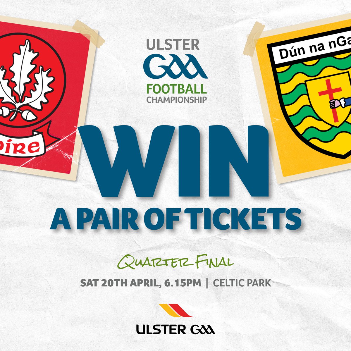 🎉 Ticket Giveaway! 🎉 Retweet this post & follow @UlsterGAA for a chance to WIN 2⃣ TICKETS to @Doiregaa v @officialdonegal! 🎟️🎟️ Winner announced tomorrow! #Ulster2024