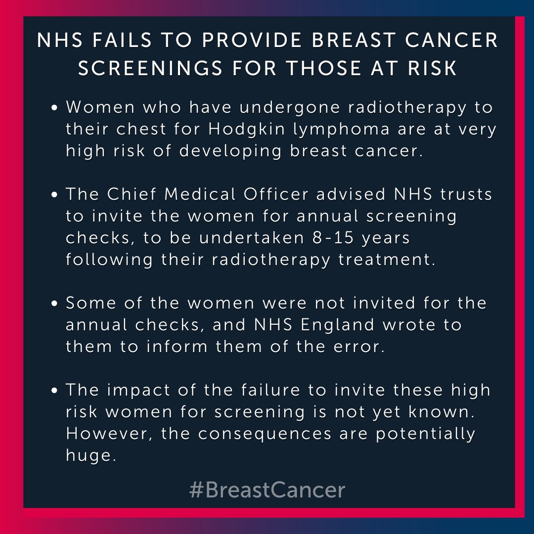 Nearly 1,500 women at high risk of #breastcancer were not offered screenings by the NHS over the past 20 years. An urgent catch-up programme is now being offered - but it will be too late for many. Read our blog to learn what to do if you've been affected: jmw.co.uk/blog/clinical-…