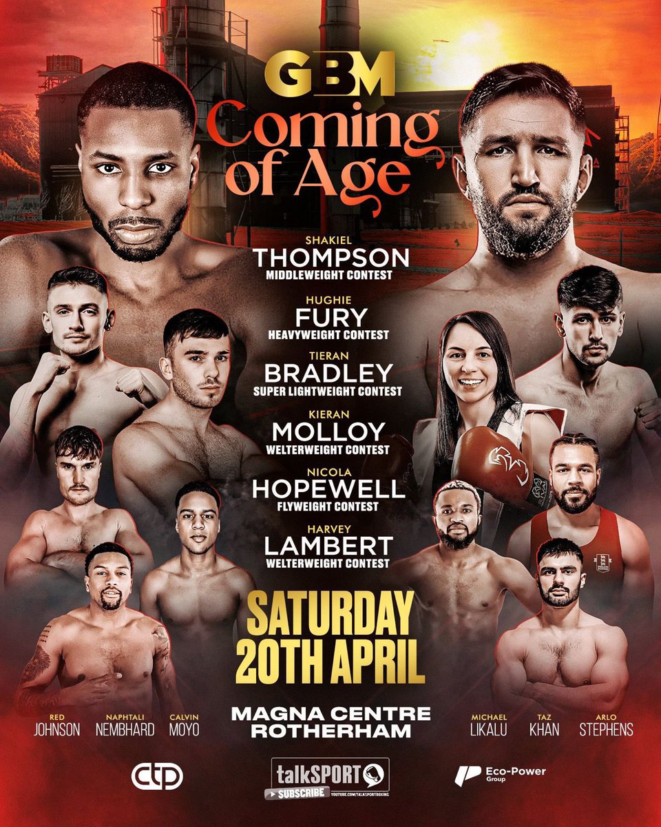 IT'S FIGHT WEEK IN ROTHERHAM 🥊 @HughieFury returns to action for the first time in over two years on an action-packed GBM Sports card in Rotherham. Can he get back into world title contention over the next few years? #HughieFury | #FightNight | #Boxing