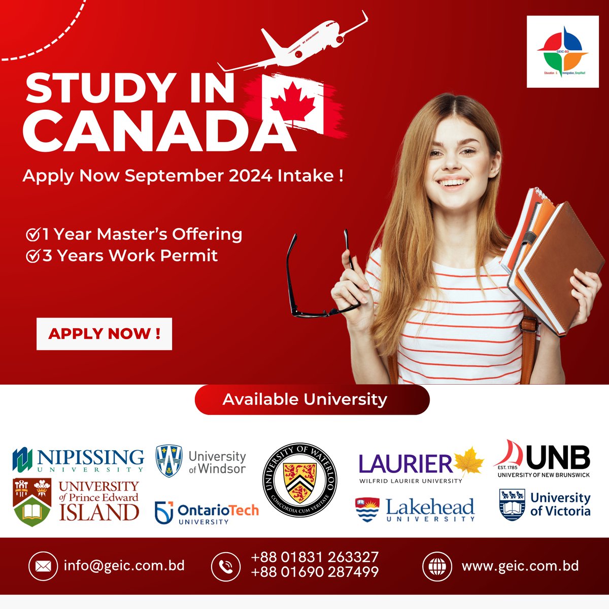 Study in Canada 1-year master’s degree program eligible for 3 years of PWS for September 2024 intake Don’t miss out on this exciting opportunity! #study #studyabroad #studyabroadlife #studymotivation #studyincanada #studyinCANADA2024 #studyincanada📷 #studyincanadanow