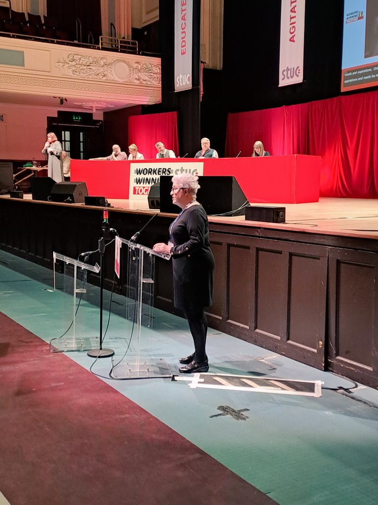 Helen Auld proposing Motion 33 on Education Funding. Education recovery has been given lip service only. National funding levels are insufficient. #STUC24