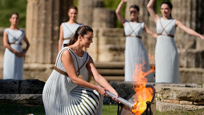 Andy Vermaut shares:Flame-lighting ceremony for the Paris Olympics in Greece: The storied torch's 5,000-kilometre journey to this summer's games is about to begin. euronews.com/2024/04/16/wat…