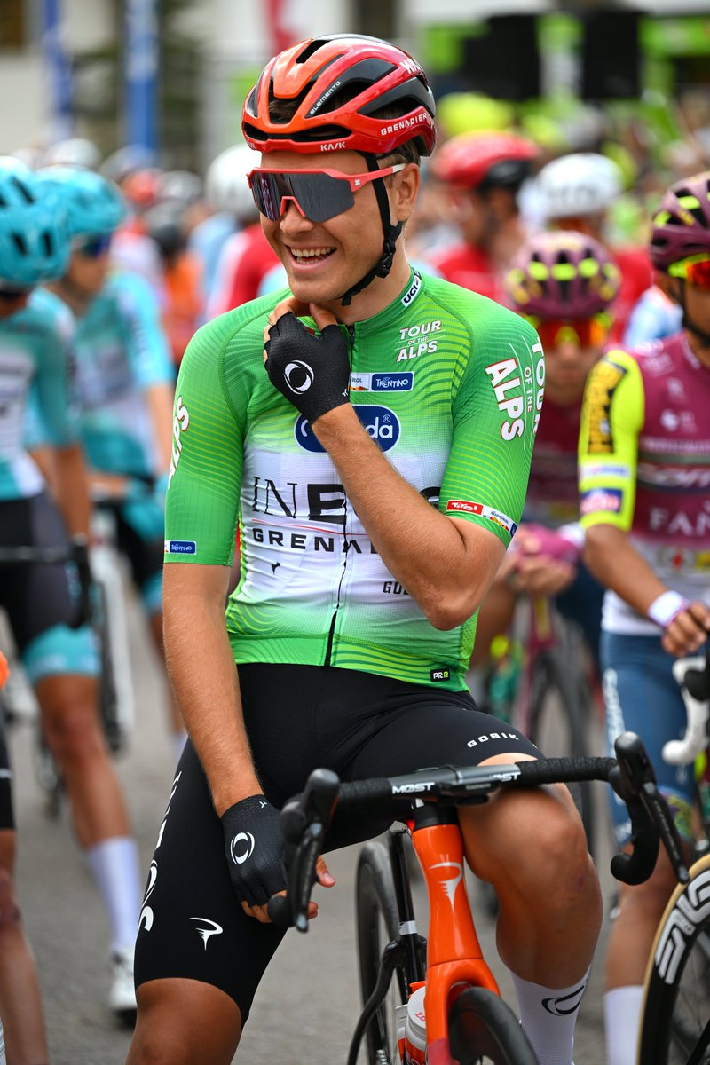 💚 We're under way on day two at #TourOfTheAlps, the longest stage of the race. @Tobias_S_Foss looking on point in the leader's jersey #TOTA