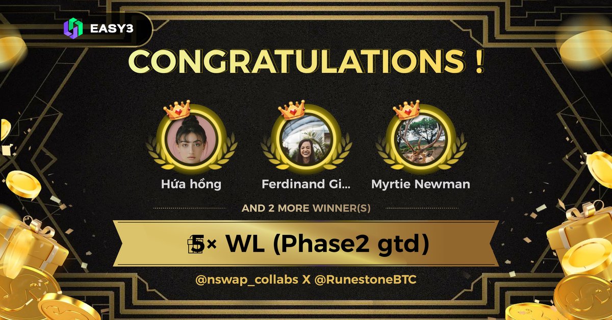 Nswap Collabs (@nswap_collabs) on Twitter photo Congratulations!
1. <a href="/Hahng8197/">Hứa hồng</a>
2. <a href="/FerdinandG82050/">Ferdinand Gibson</a>
3. <a href="/MyrtieN70105/">Myrtie Newman</a>
4. <a href="/ElsaDelgad32898/">Elsa Delgado</a>
5. <a href="/BerthaCame57681/">Bertha Cameron</a>
easy3.app/picker/NJICBM
#Easy3
-----------------------------------
x.com/x/status/17795… Congratulations!
1. <a href="/Hahng8197/">Hứa hồng</a>
2. <a href="/FerdinandG82050/">Ferdinand Gibson</a>
3. <a href="/MyrtieN70105/">Myrtie Newman</a>
4. <a href="/ElsaDelgad32898/">Elsa Delgado</a>
5. <a href="/BerthaCame57681/">Bertha Cameron</a>
easy3.app/picker/NJICBM
#Easy3
-----------------------------------
x.com/x/status/17795…