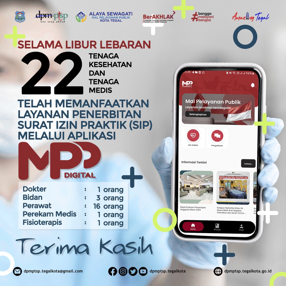 ptsptegalkota's tweet photo. Komitmen Pemerintah Kota Tegal memberikan layanan prima kepada masyarakat, selama libur dan cuti lebaran layanan perizinan tetap berjalan.

#mppdigital
#sip
#tegalmelayani https://t.co/g6NHWbZ2n0