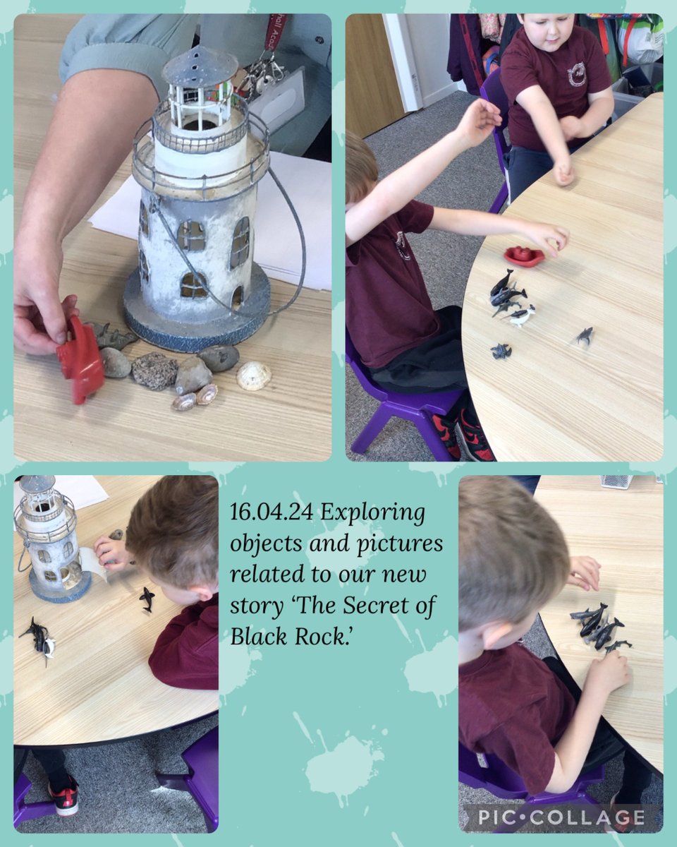 Mrs Bromilow's class have been introduced to a new story this week. Before they read their new story 'The Secret of Black Rock,' they explored lots of objects and pictures that would give them some clues about the theme. 🔍