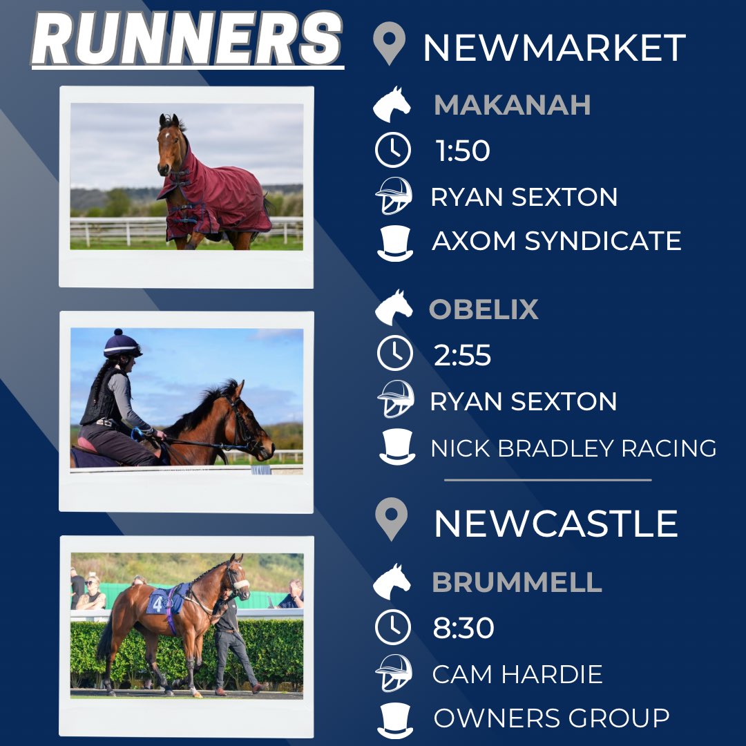 3 runners today at @NewmarketRace & @NewcastleRaces.
