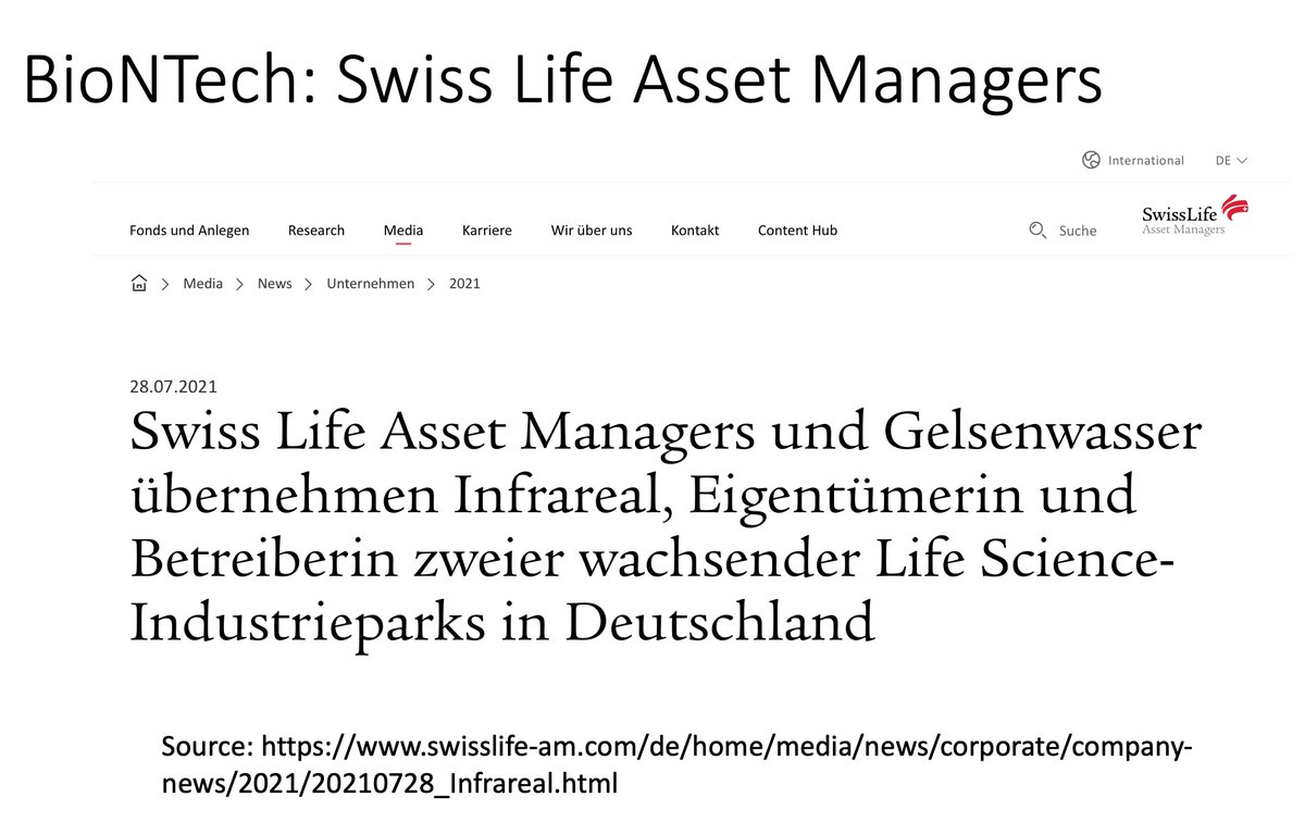 @fanteziderya Das BioNTech-Werk in Marburg gehört zwischenzeitlich den Swiss Life Asset Managers. 

Beratung erfolgt durch Baker McKenzie.