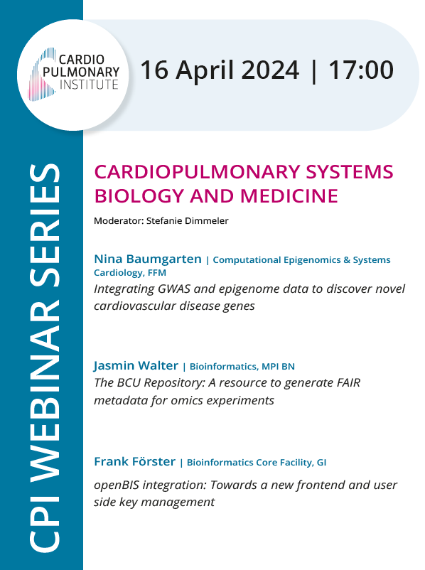📢Join us today for a CPI Webinar featuring talks from our Systems Biology and Medicine Hub - see you there! #Bioinformatics #SystemsBiology #Medicine #Research #Innovation