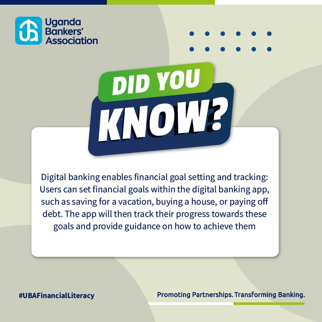 The potential of Digital Banking is endless, with a wealth of features designed to empower users in pursuing and achieving their personal financial goals, ranging from streamlined financial goals setting to intuitive budgeting and expense tracking tools. #UBAFinancialLiteracy