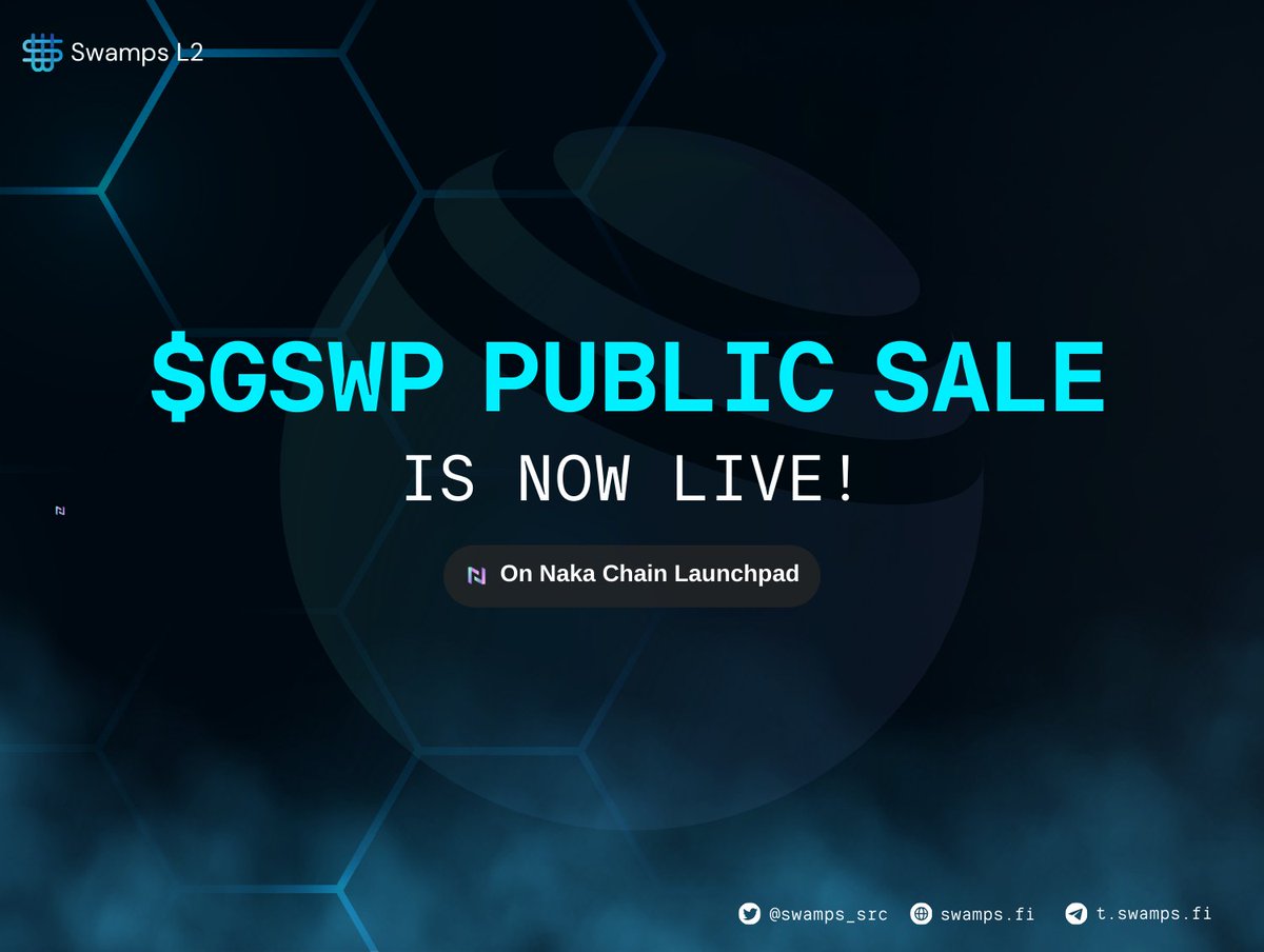 🔥 The $GSWP Public Sale is now LIVE on @naka_chain Launchpad!🔥 🔗 Join us now: nakachain.xyz/launchpad/deta… ⏳ Public Sale Ends: 9 AM UTC, 19th April! ✍️ Important Notes: 1. Public sale as the form of crowdfunding 2. Payment: BTC, ETH, USDT, USDC, SOL via Bitcoin, Ethereum,