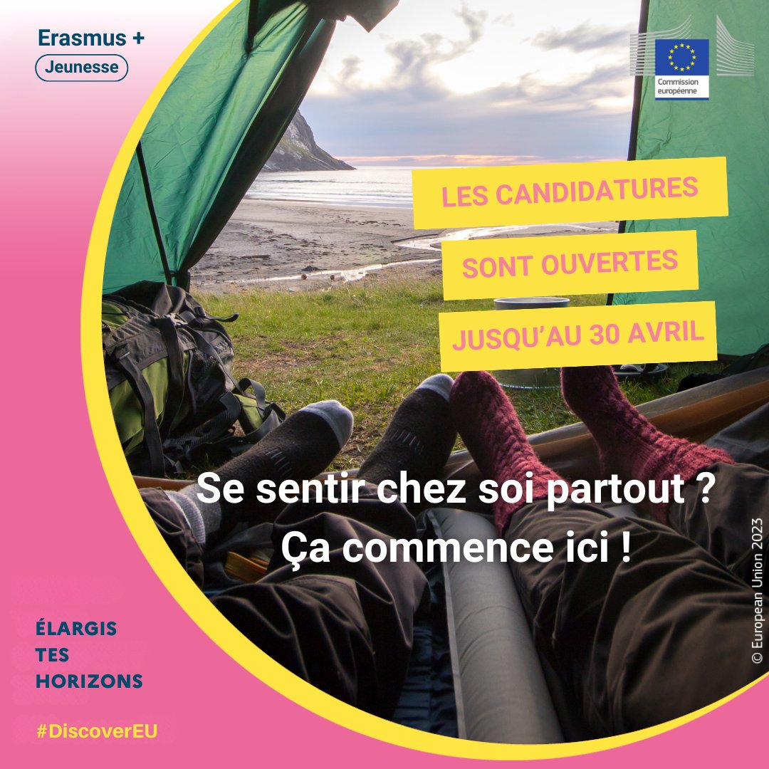 ErasmusPlusFRJS's tweet photo. 🚆 Les candidatures pour #DiscoverEU sont ouvertes !

📅 Jusqu'au 30 avril (midi heure de Bruxelles), les jeunes de 18 ans ont la possibilité de remporter un Pass Interrail pour voyager en train gratuitement dans toute l'#Europe.

Pour participer 👉https://t.co/BwFFdSsf2n https://t.co/Rjszv0HsYt