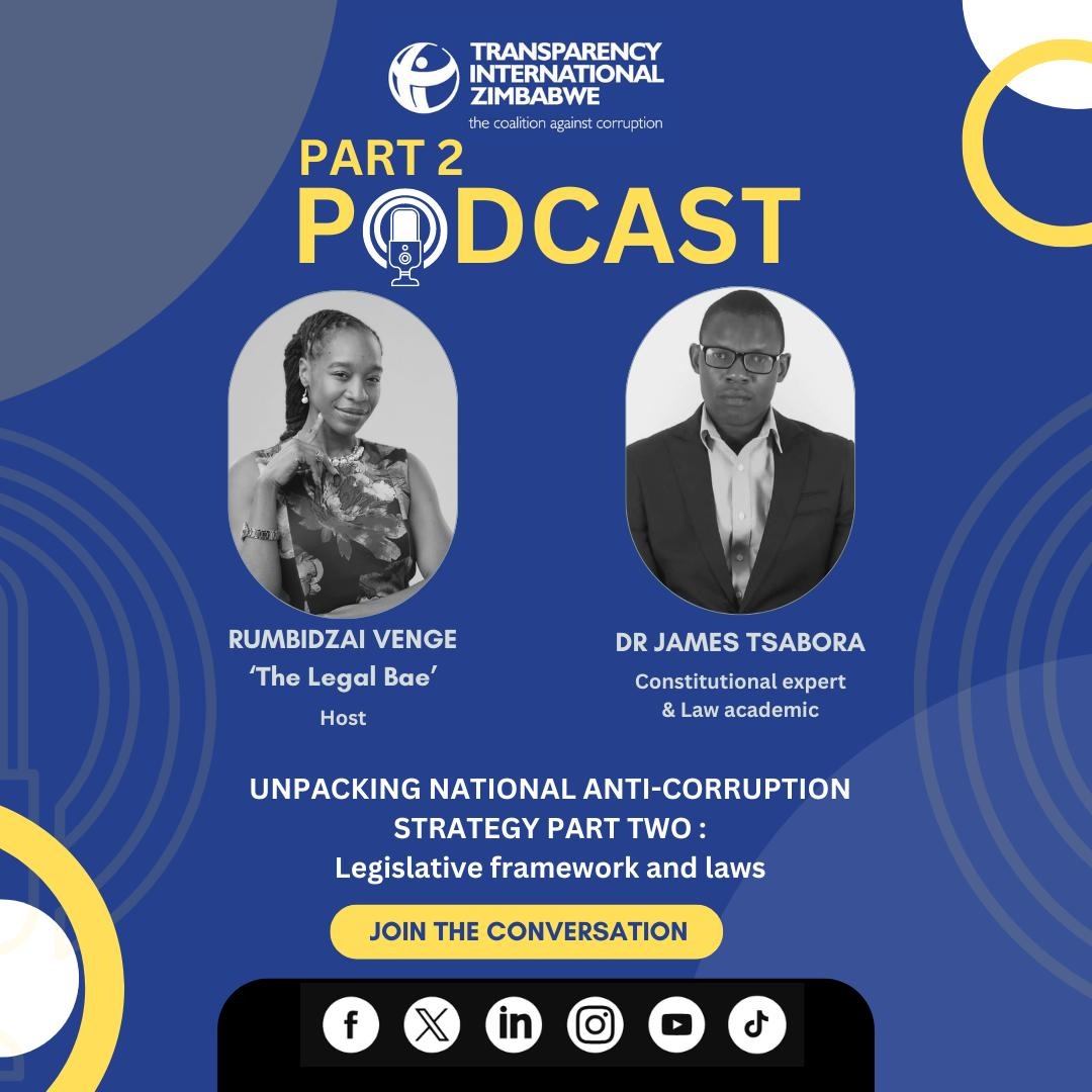 Check out our latest podcast with Dr. Tsabora on reviewing the National Anti-Corruption Strategy(NACS) . In this podcast we identify the missing gaps in the implementation of NACS as well as proffer recommendations in the fight against corruption. ⬇️⬇️⬇️ tizim.org/podcasts/