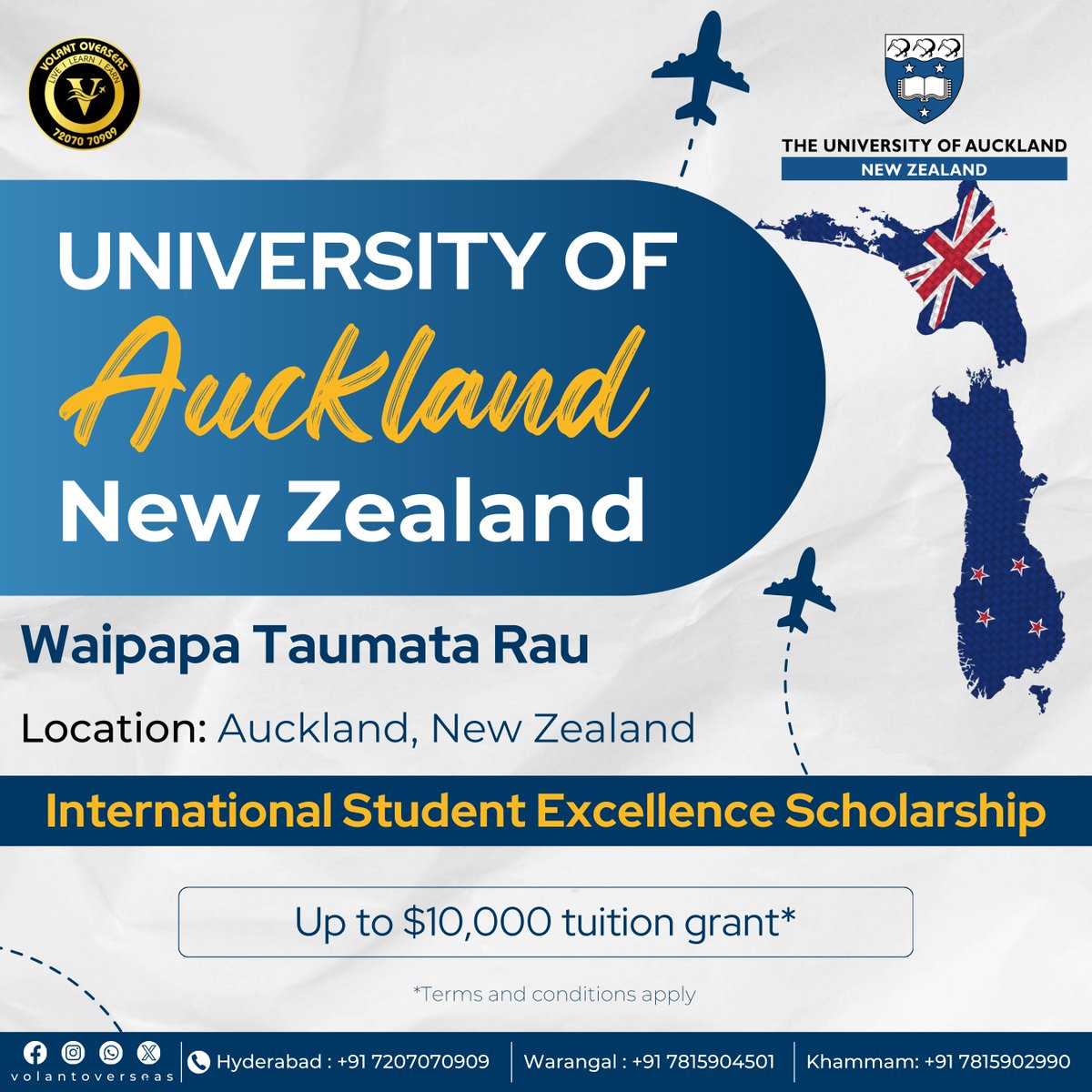 Explore academic excellence amidst the breathtaking landscapes of New Zealand at the University of Auckland! 🌏🎓 Let us navigate your path to success in one of the world's most innovative and culturally diverse hubs. #UniversityOfAuckland #volantoverseas

#StudyInNewZealand