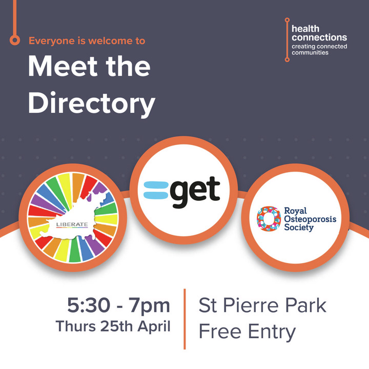 HealthConnectGG's tweet photo. If you've not been before, we will be hearing from these Directory Partners:
🟠 @LiberateHQ
🟠 @GsyEmployTrust
🟠 @RoyalOsteoSoc
Book: https://t.co/j6s8thsrzM
#MeettheDirectory
#CreatingConnectedCommunities https://t.co/17AcO3pC6P