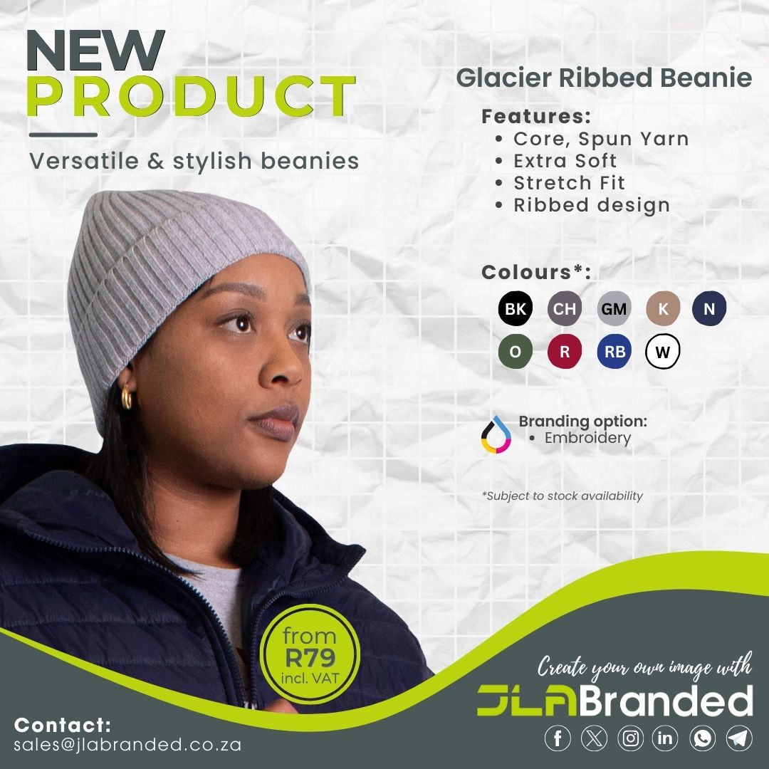 🥶 Gear Up For Winter!

These stylish Glacier Ribbed Beanies are crafted for warmth & comfort, and offer a unique and practical way to promote your brand.

Contact 📨 sales@jlabranded.co.za

#PromoHeadwear #Promotional #JoburgEnterprises
