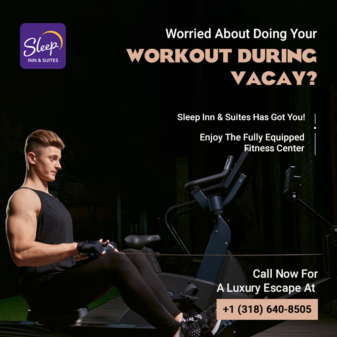 Maintain your fitness routine with ease during your stay at Sleep Inn &amp; Suites Pineville. Our fully equipped fitness center has everything you need for a full workout to fit your schedule.  

For more details visit: bit.ly/3Hp42wS

#vacation #holidays #hotel #tourism