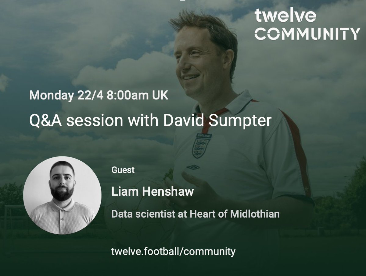 Start next week with breakfast on Monday with @HenshawAnalysis and myself. We will talk about working as a data analyst, what to look for in football, how to combine data with what you see on the pitch, and a lot more. See you there!