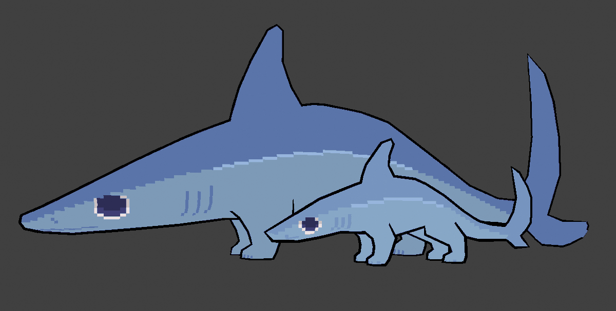 H0ndredEx's tweet photo. #3D Thresher cat and Dolphin cat #monster #pets. Concept designs based off my older #pixelart work of them.
-
These are just concepts for fun. I did these last year in November 2023. https://t.co/6hcqQt8zwa