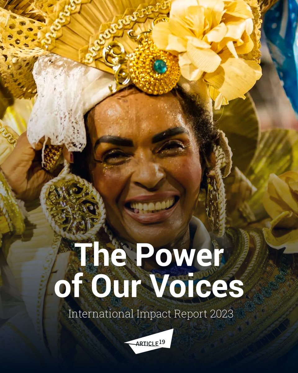 Across the world, ordinary people are doing extraordinary work to ensure everyone, everywhere, can realise the power of their voices. ARTICLE 19 is proud to be part of this global movement. Read all about it in our International Impact Report 2023 - out now:…