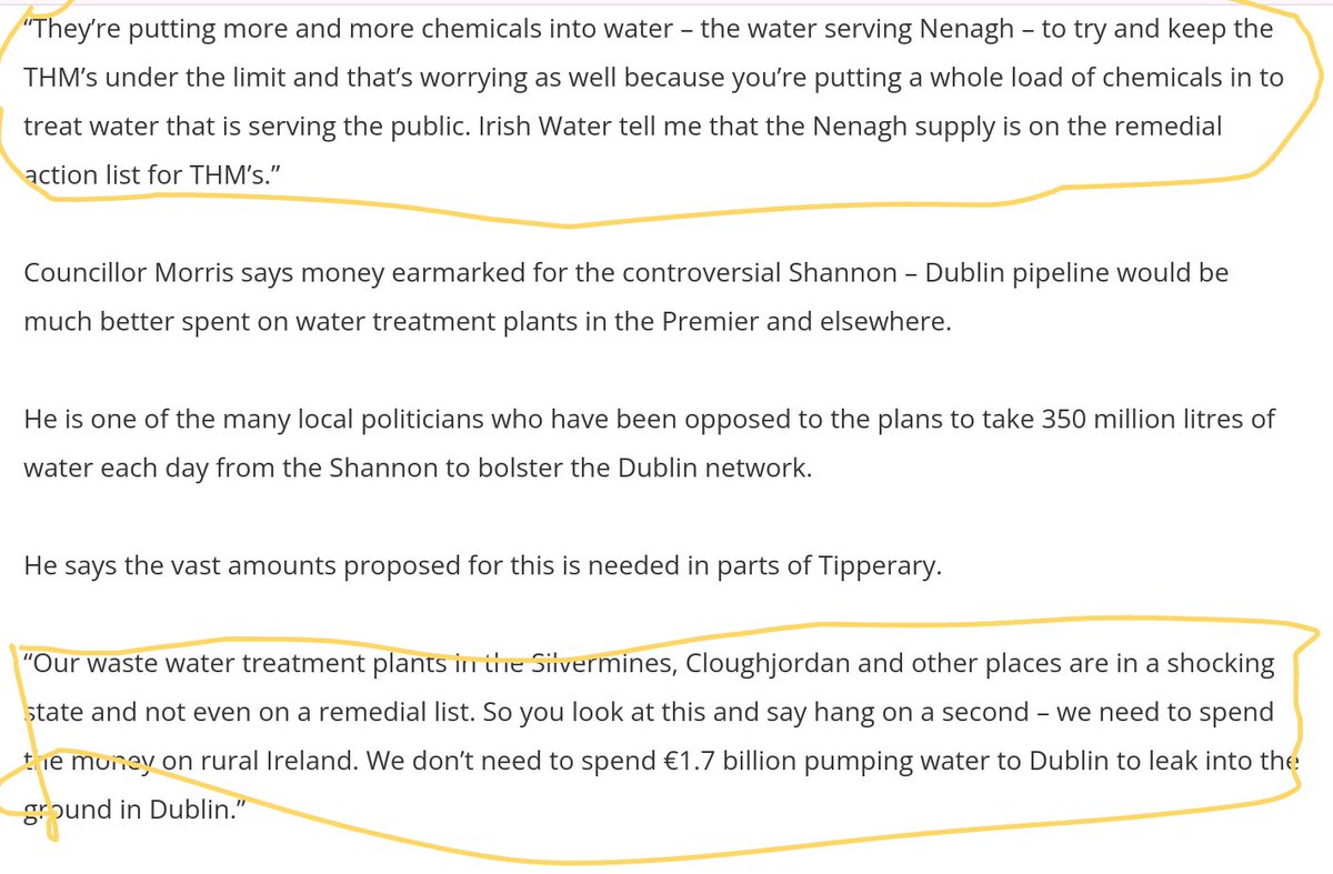 Our own water supply is poisen and yet the Greens, FF and Fg would prefer to waste 1.7 billion euros to give Dublin water rather than fix our Water and Waste Water plants. Use your vote carefully