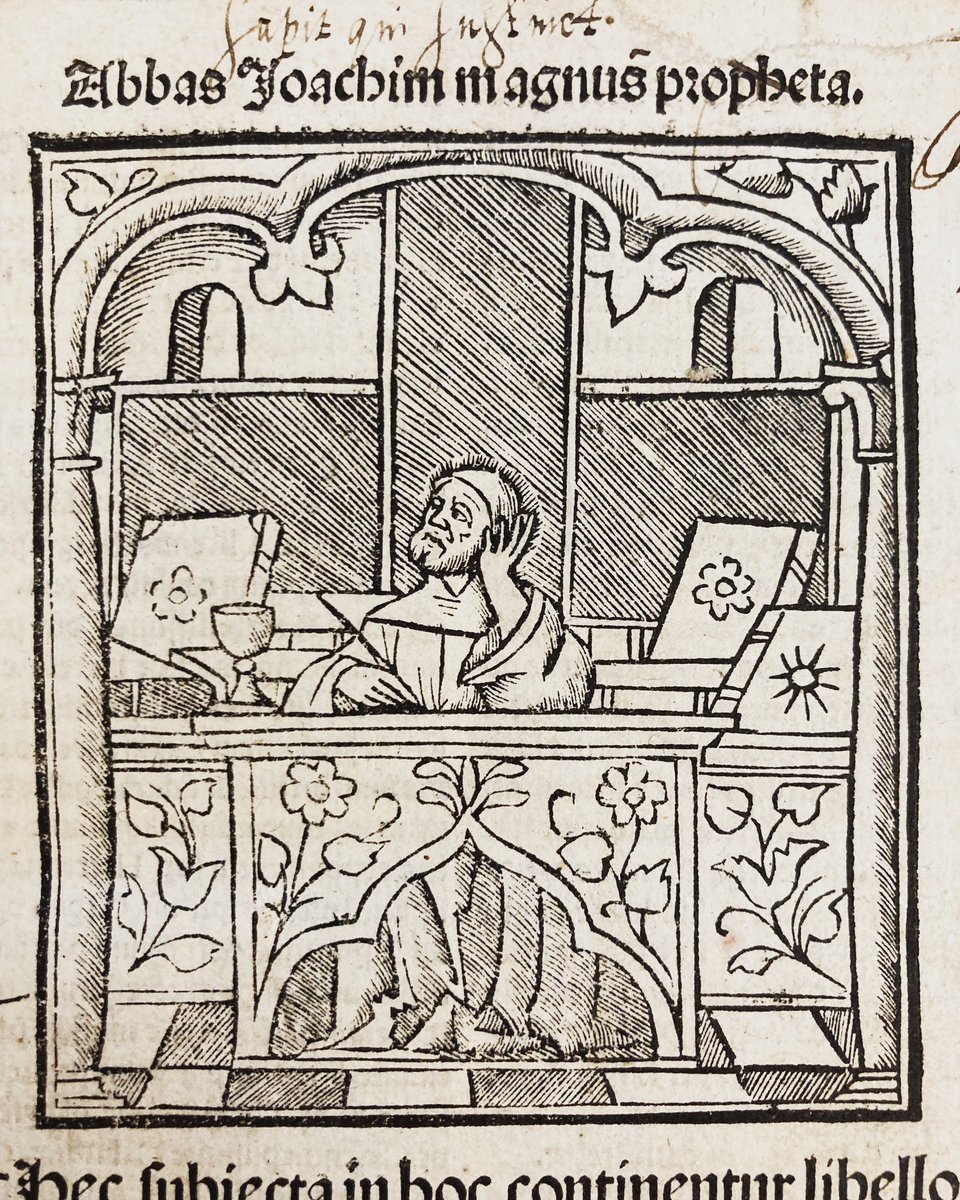 Me working from home today. Illustration in the first printed edition of the ‘Liber de magnis tribulationibus’ (on the schisms), by the pseudo-prophet Telesphorus of Cosenza. Printed in Venice in 1516. @theULSpecColl 2.24.56.