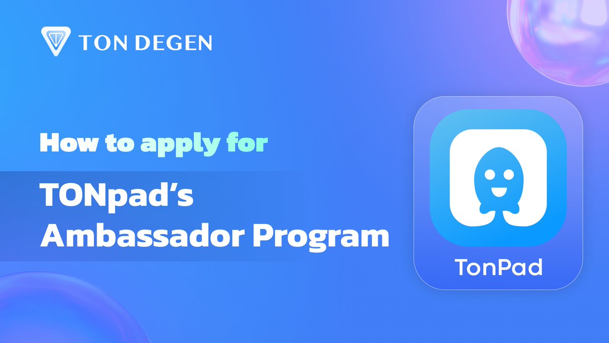 TONpad’s Ambassador Program SUMMING-UP 🔥

Recently, <a href="/TONpad_space/">TONpad</a> just introduced TONpad’s Ambassador Program, bringing oppportunites for our community members to participate in TONpad’s expansion 🚀

In this thread, we'll guide you on how to become and the benefit of