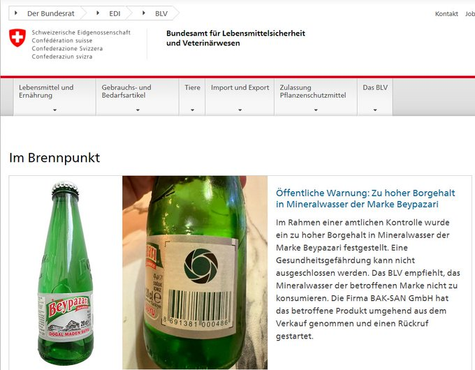 Beypazarı Sodası Güvenli mi? Açıklıyorum 👇

İsviçre Federal Gıda Güvenliği ve Veterinerlik Bürosu tarafından, Beypazarı sodası hakkında yüksek miktarda bor içerdiği iddiasını okudum ve bir miktar bilimsel araştırma yaptım.
1- #Beypazarı sodası ile ilgili paylaşılan görselin