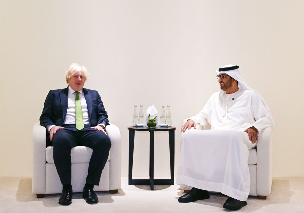 COP28_UAE's tweet photo. On the opening day of the World Future Energy Summit @WFES in Abu Dhabi, COP28 President Dr. Sultan Al Jaber met with Boris Johnson, Former Prime Minister of the United Kingdom.

The pair discussed the importance of advancing clean energy initiatives and accelerating climate action to deliver on the goals outlined in the UAE Consensus. 

@BorisJohnson #WFES2024 #COP28 #UAEConsensus